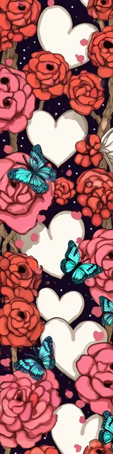 Free butterfly bookmarks of a butterfly with red roses theme